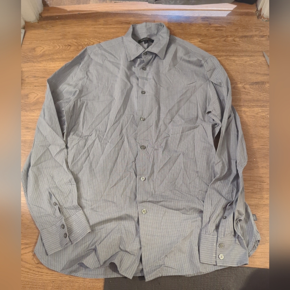 John Varvatos Star USA Button Up Dress Shirt Mens Size Medium Striped Gray